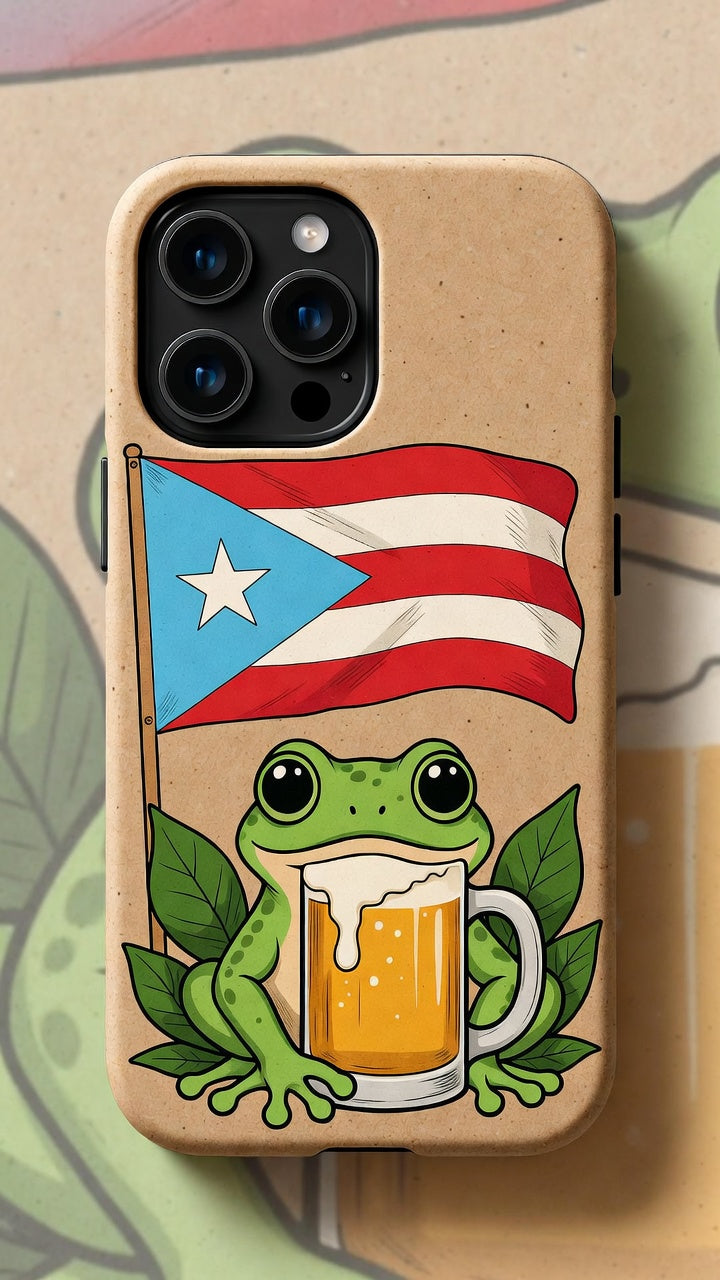 Puerto Rico Frog Biodegradable Phone Case