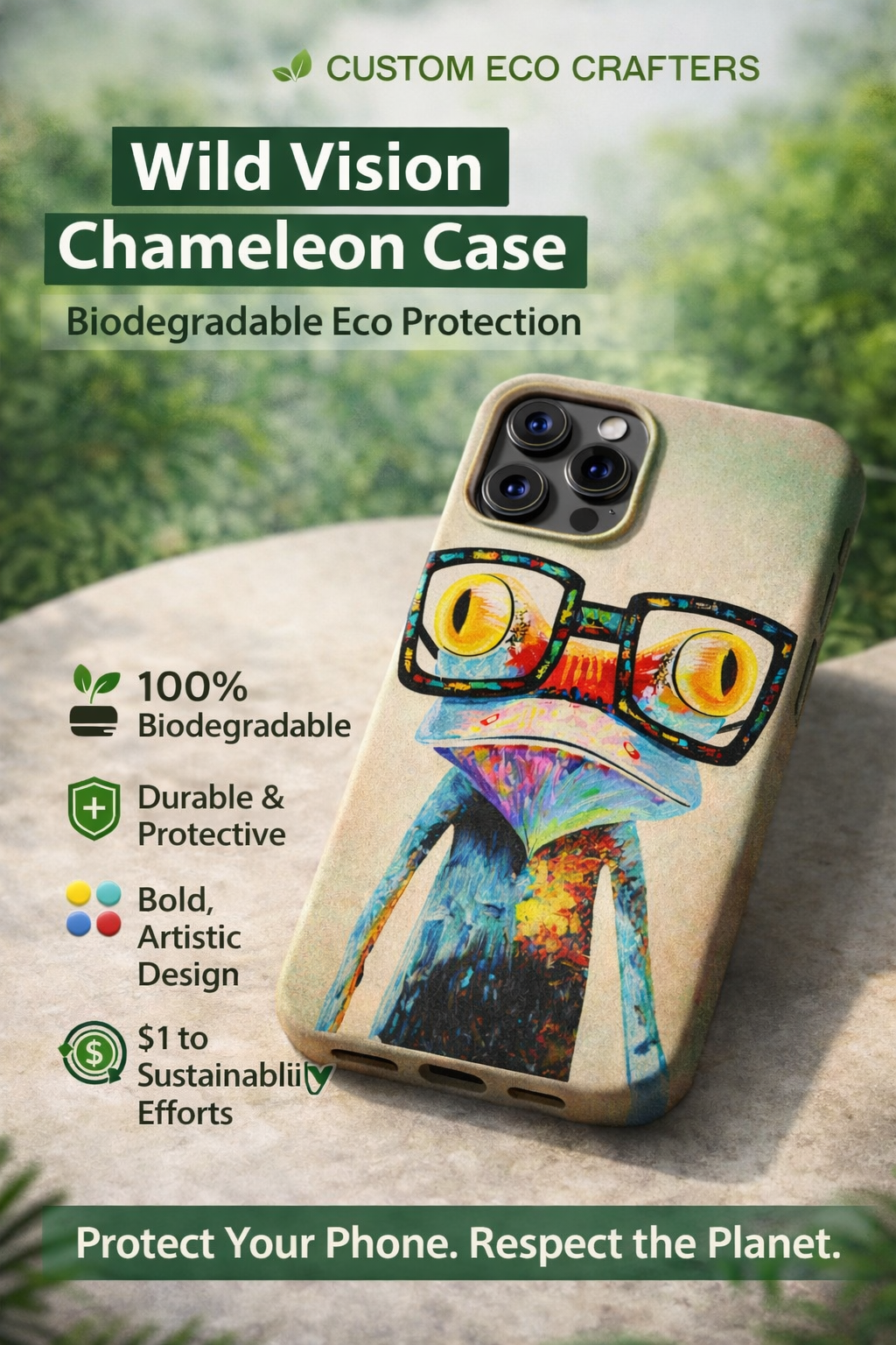 Wild Vision Chameleon Case 🌿 | Biodegradable Eco Protection