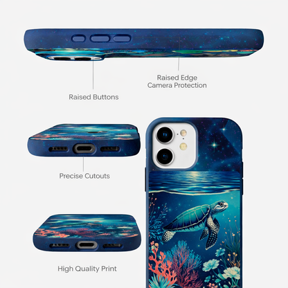 Midnight Ocean Biodegradable iPhone Case – Serene Sea Turtle Design