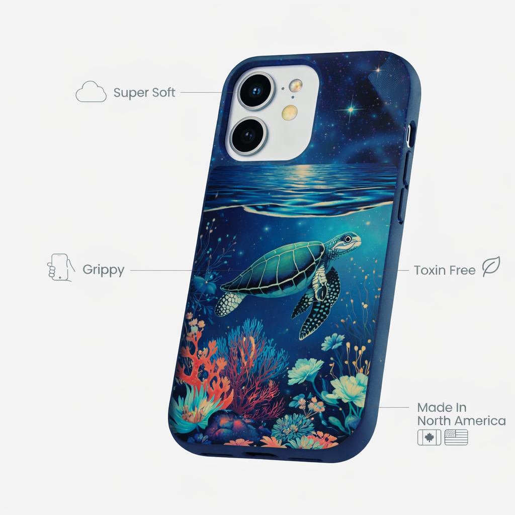 Midnight Ocean Biodegradable iPhone Case – Serene Sea Turtle Design